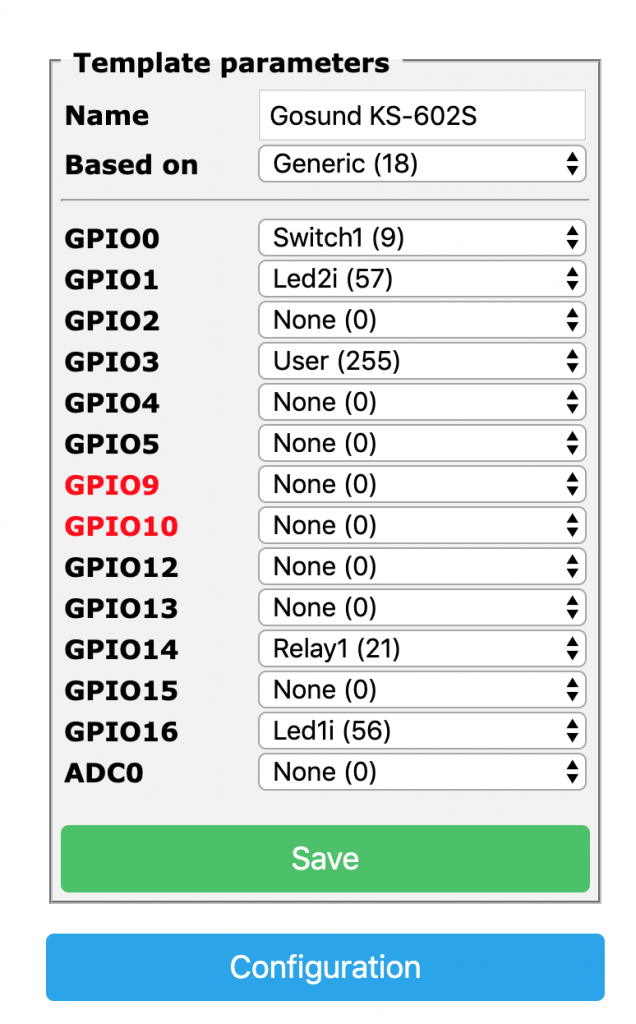 BSEED Wi-Fi Touch Switch Configuration for Tasmota